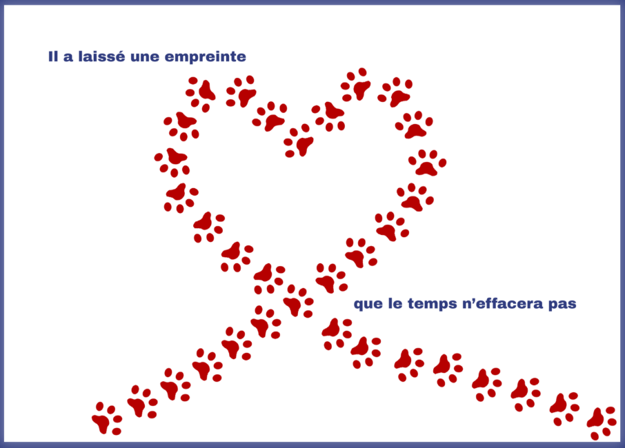 Cartes de condoléances (Il a laissé une empreinte) 30 pièces